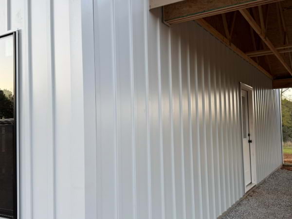 white board and batten siding