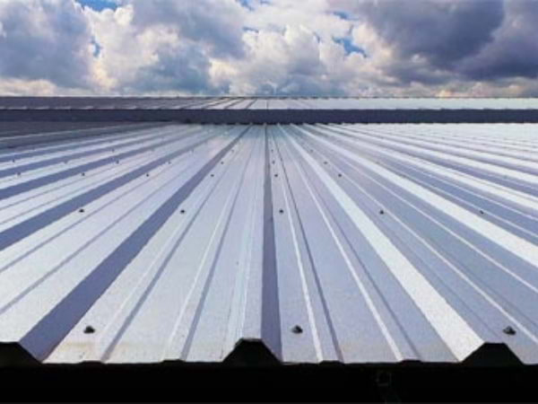 the bottom side of a metal roof
