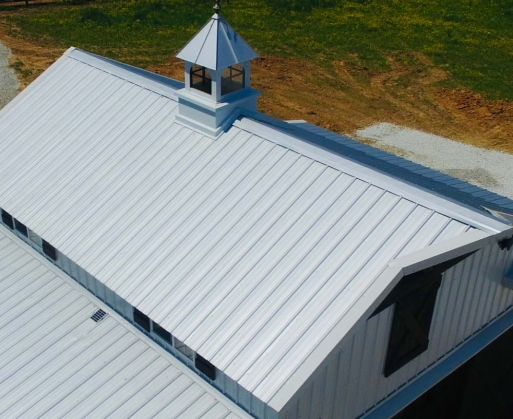 White roof with cupola on top