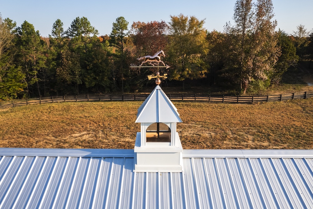 top view of a decal on top of a roof built by blue steel manufacturing