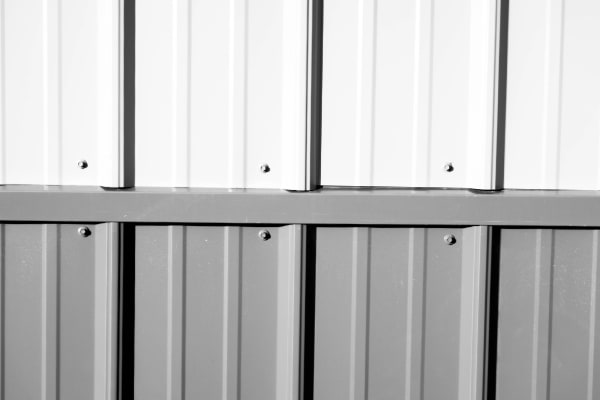 up close look of white and grey Board n Batten siding