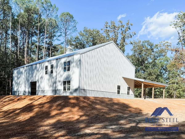 white barndominium